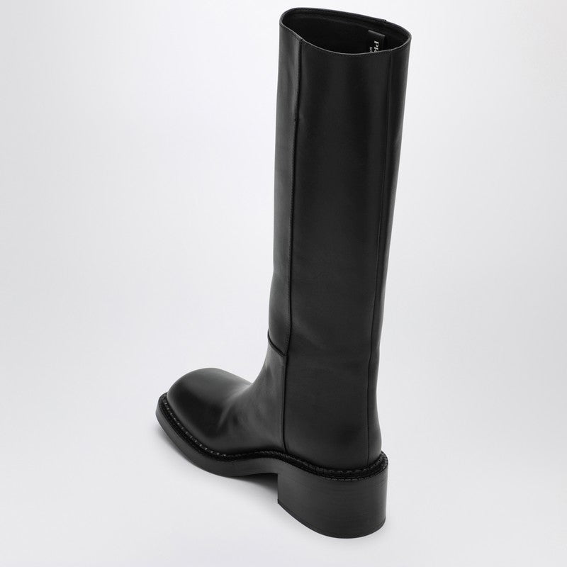 Prada High Black Leather Boot Women