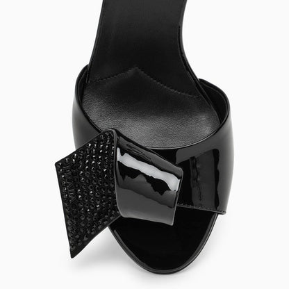 Prada High Black Patent Leather Sandal With Appliqué Women