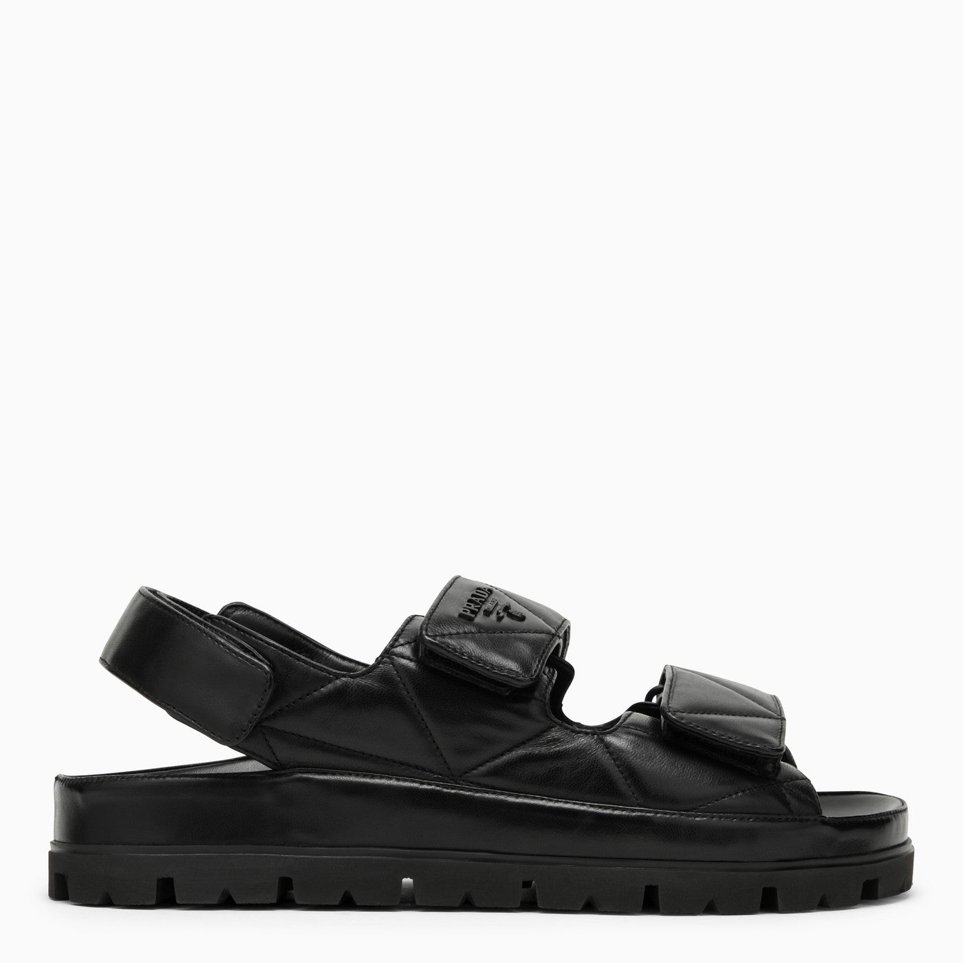 Prada Women Black Padded Leather Sandal