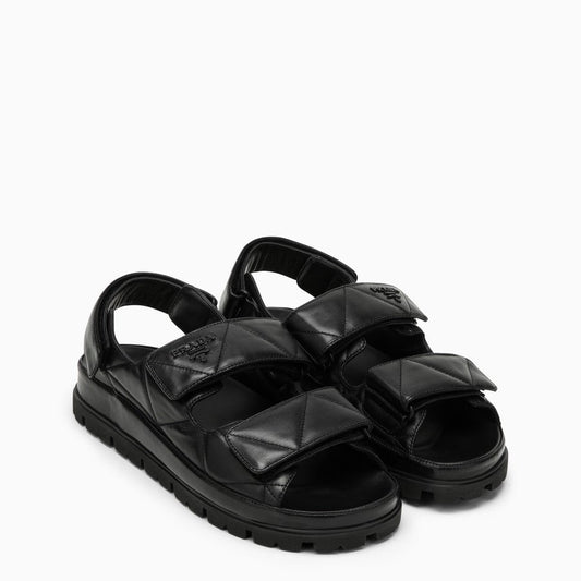 Prada Women Black Padded Leather Sandal