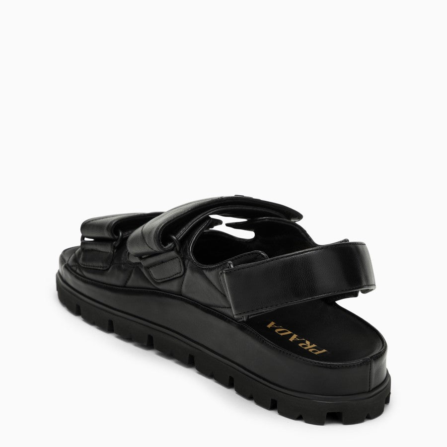 Prada Women Black Padded Leather Sandal