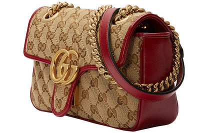 (WMNS) GUCCI GG Marmont mini Brown Red color combination 446744-HVKEG-8561