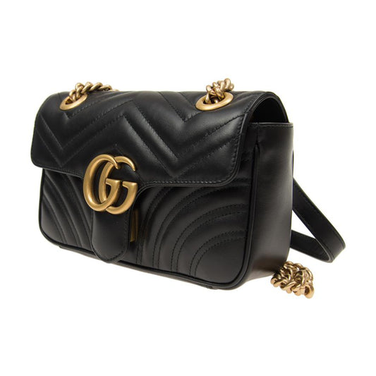 (WMNS) GUCCI GG Marmont Leather Single-Shoulder Chain Bag Mini Black 446744-DTDIT-1000