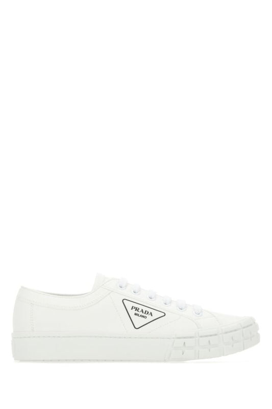 Prada Man White Gabardine Wheel Sneakers