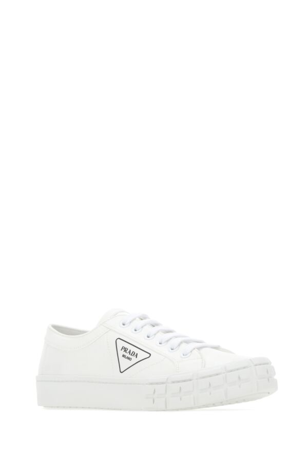 Prada Man White Gabardine Wheel Sneakers