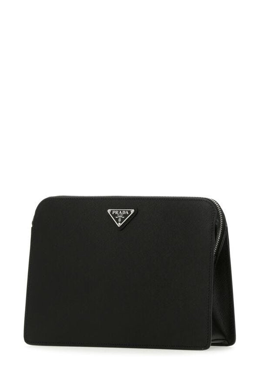 Prada Man Black Leather Clutch