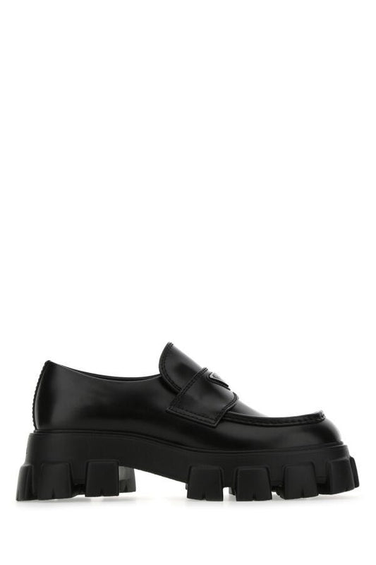 Prada Man Black Leather Monolith Loafers