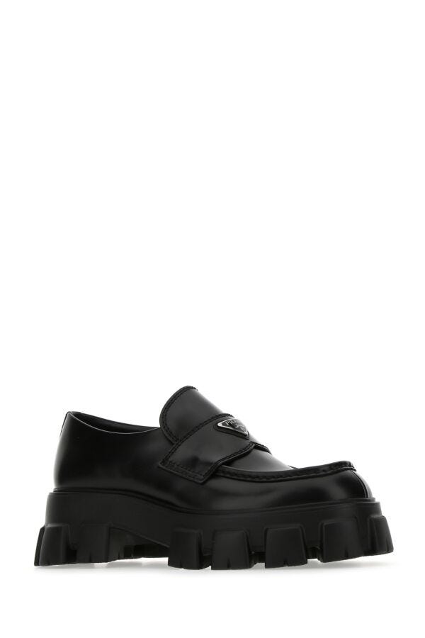 Prada Man Black Leather Monolith Loafers