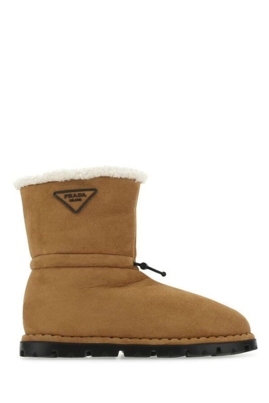 Prada Man Camel Shearling Ankle Boots