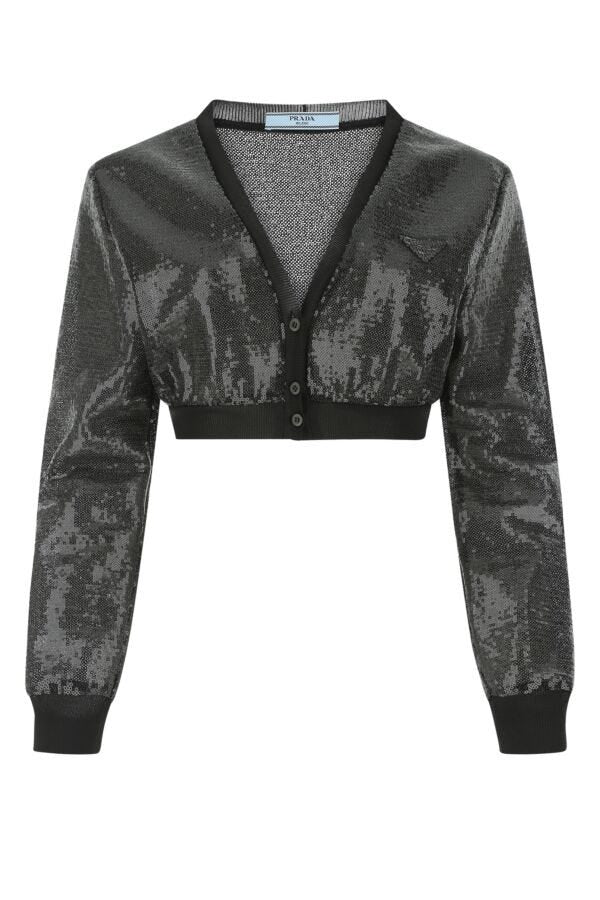 Prada Woman Black Sequins Cardigan