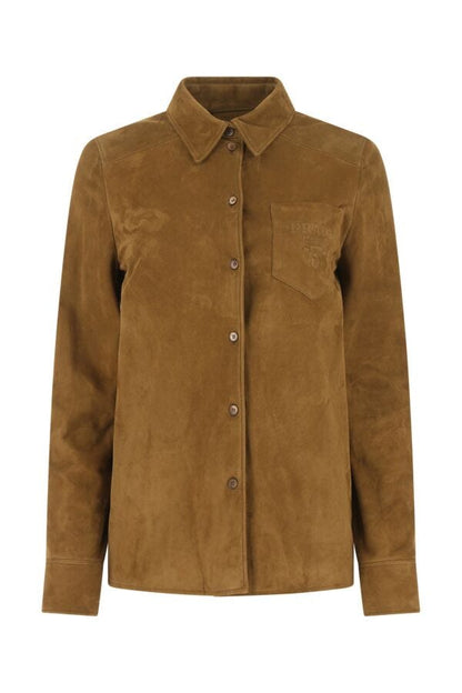 Prada Woman Brown Suede Shirt