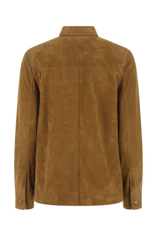 Prada Woman Brown Suede Shirt