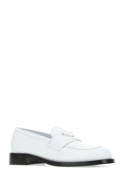 Prada Woman White Leather Loafers