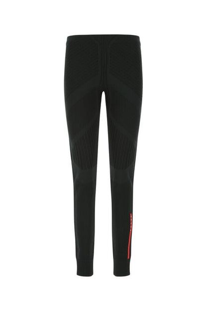 Prada Woman Black Stretch Polyester Blend Leggings