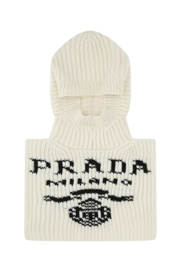 Prada Woman Ivory Cashmere Balaclava