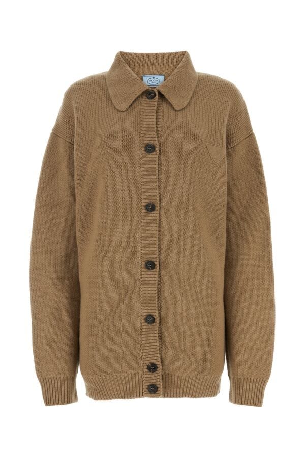 Prada Woman Biscuit Cashmere Cardigan