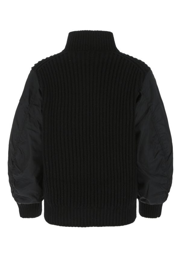 Prada Woman Black Cashmere And Re-Nylon Jacket