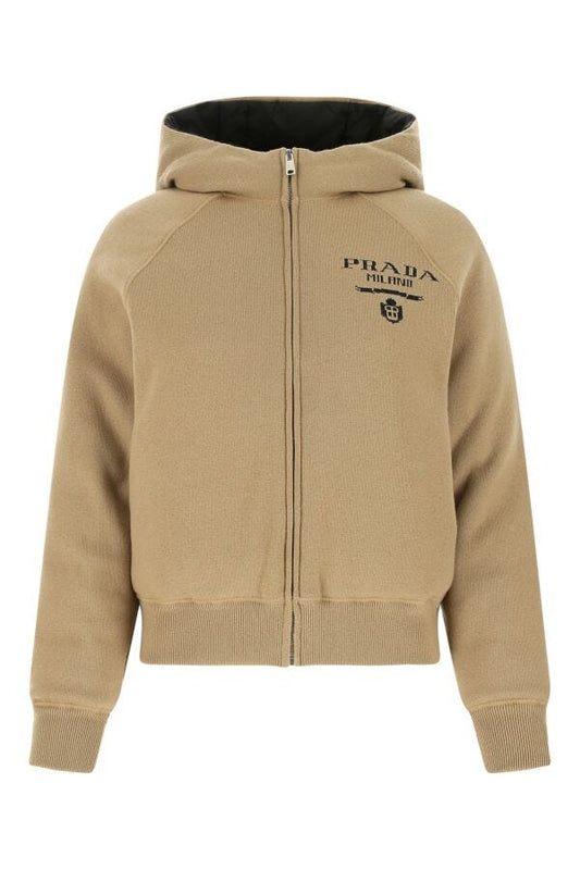 Prada Woman Camel Cashmere Blend Down Jacket