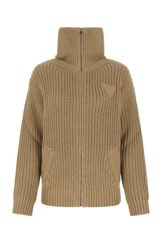 Prada Woman Cappuccino Alpaca Cardigan