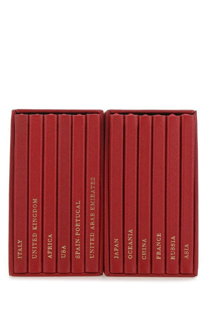 Prada Unisex Red Leather Notebook Set