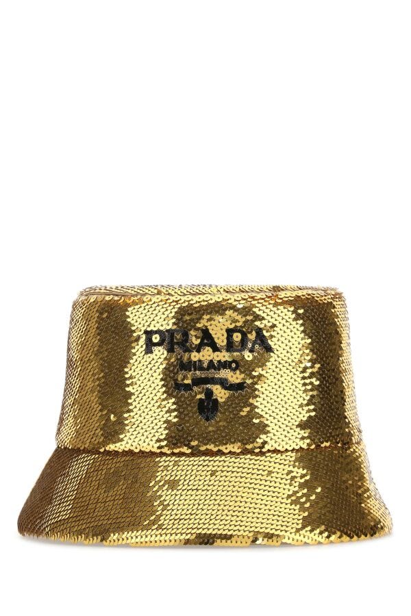 Prada Woman Gold Sequins Bucket Hat