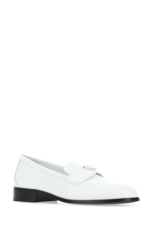 Prada Woman White Leather Loafers