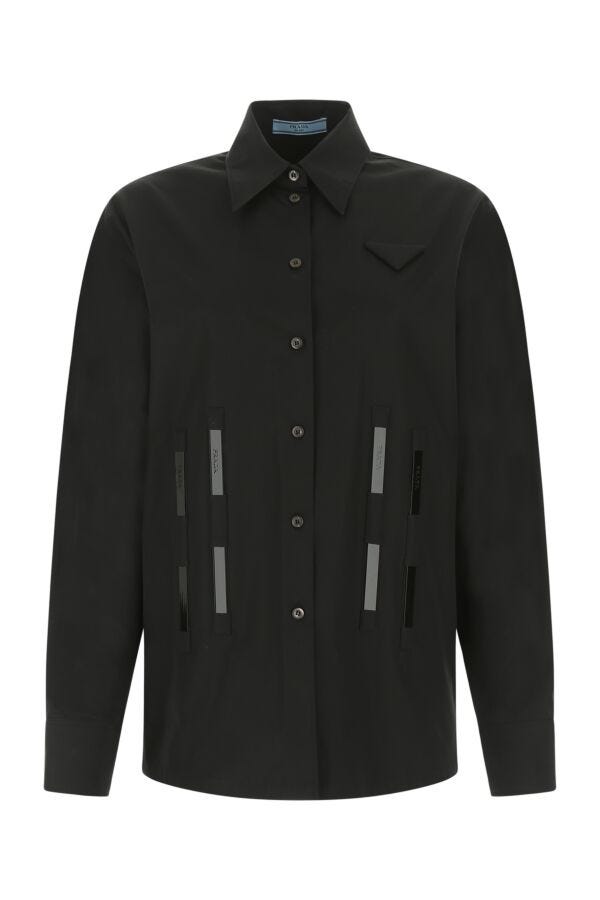 Prada Woman Black Poplin Oversize Shirt