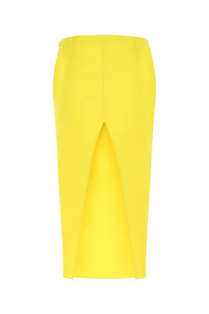 Prada Woman Yellow Satin Skirt