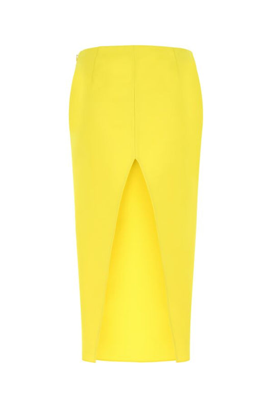 Prada Woman Yellow Satin Skirt