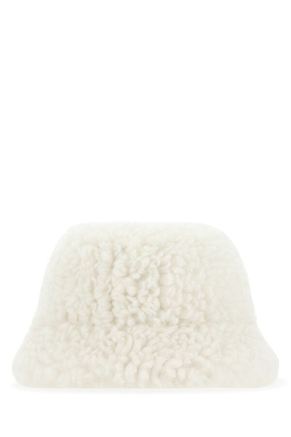 Prada Woman Ivory Eco Shearling Hat