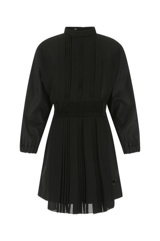 Prada Woman Black Re-Nylon And Crepe Jumpsuit