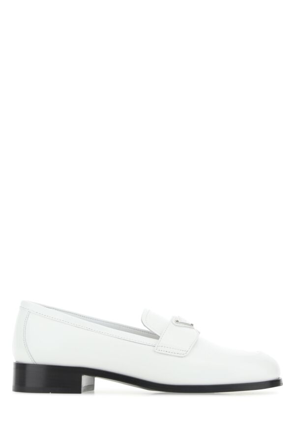 Prada Woman White Leather Loafers