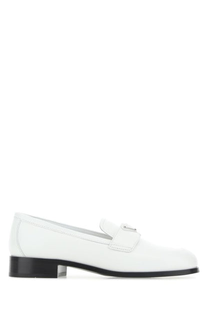 Prada Woman White Leather Loafers