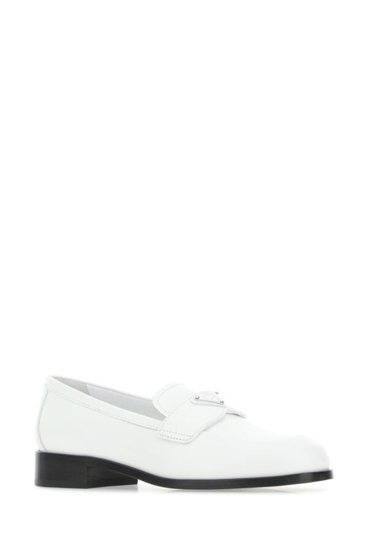 Prada Woman White Leather Loafers