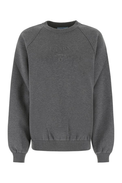 Prada Woman Grey Cotton Blend Oversize Sweatshirt