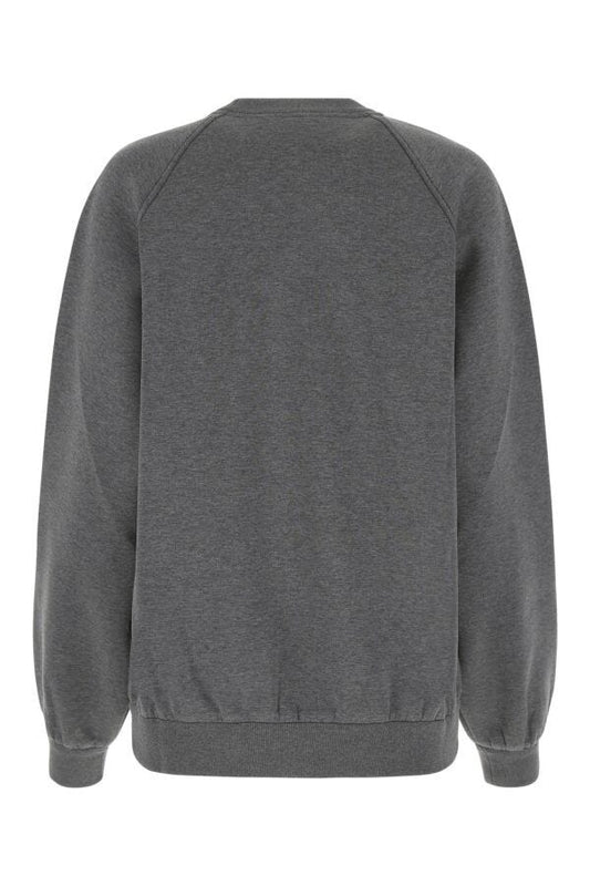 Prada Woman Grey Cotton Blend Oversize Sweatshirt