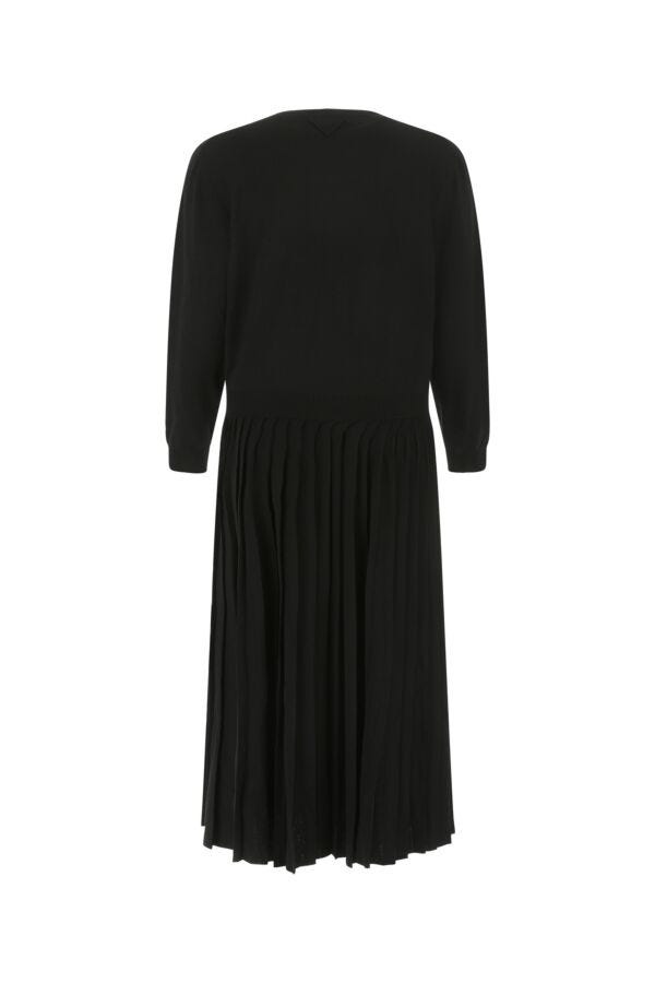 Prada Woman Black Stretch Wool Blend Dress