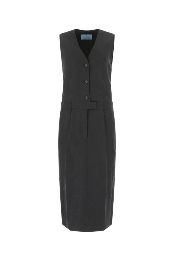 Prada Woman Dark Grey Wool Dress