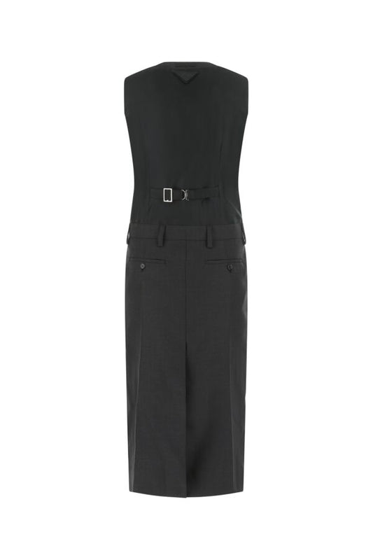 Prada Woman Dark Grey Wool Dress