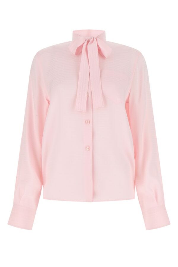 Prada Woman Pastel Pink Crepe Shirt