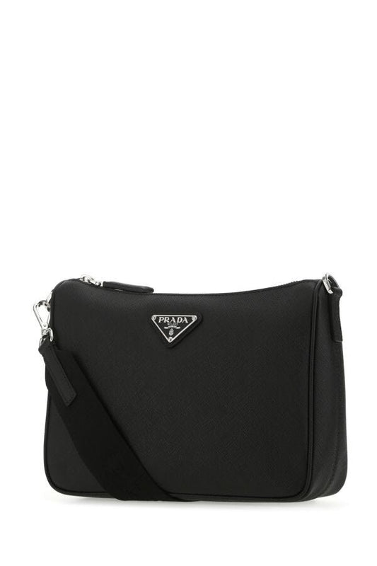 Prada Man Black Leather Crossbody Bag