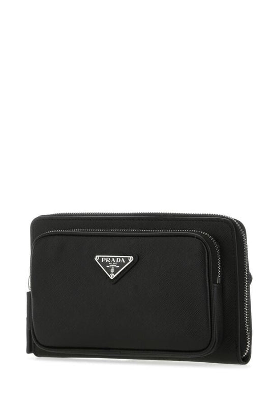 Prada Man Black Leather Crossbody Bag