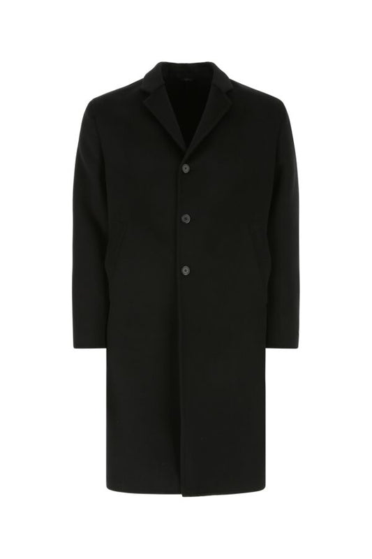 Prada Man Black Wool Blend Coat