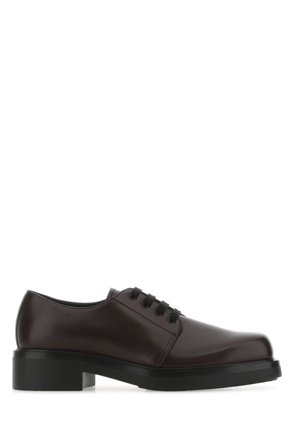 Prada Man Aubergine Leather Lace-Up Shoes