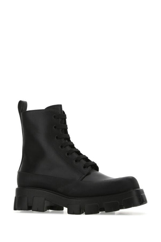 Prada Man Black Leather Ankle Boots