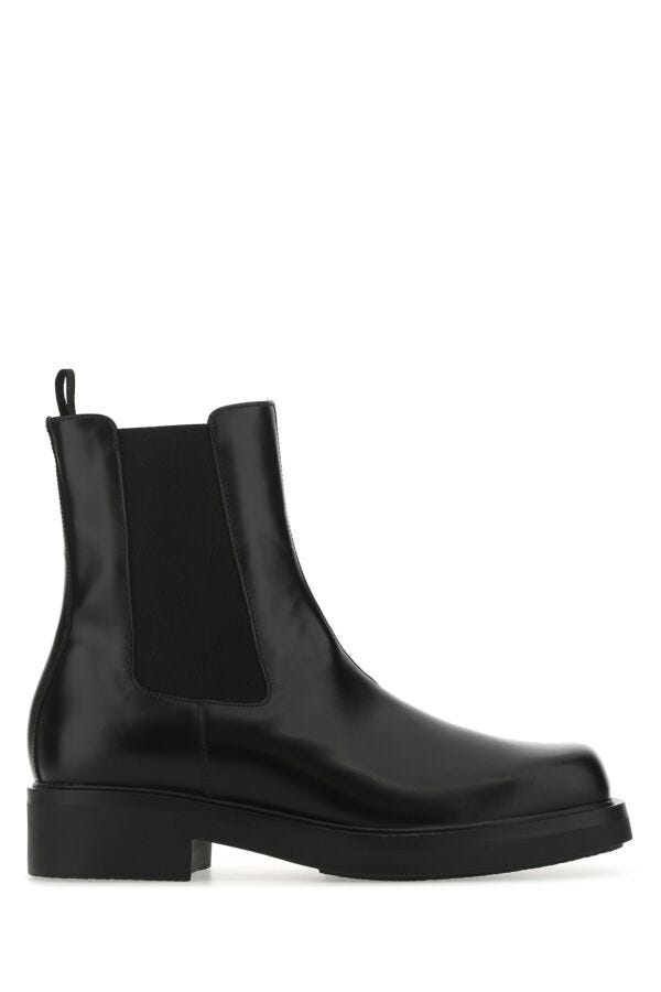 Prada Man Black Leather Ankle Boots