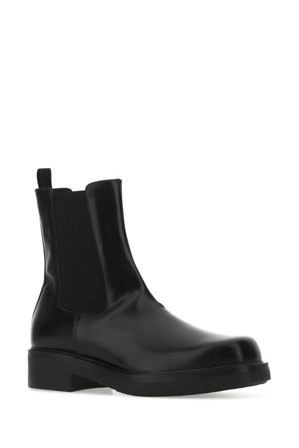 Prada Man Black Leather Ankle Boots