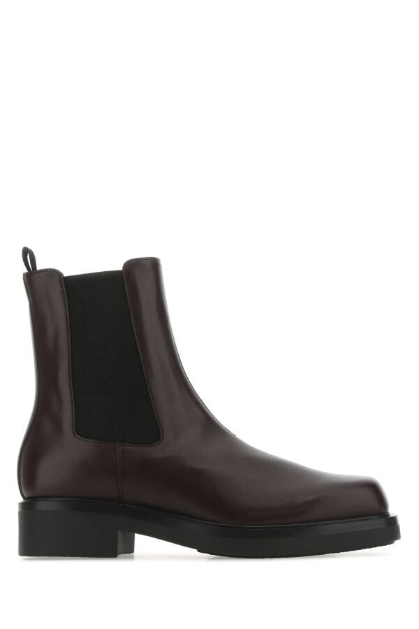 Prada Man Aubergine Leather Ankle Boots