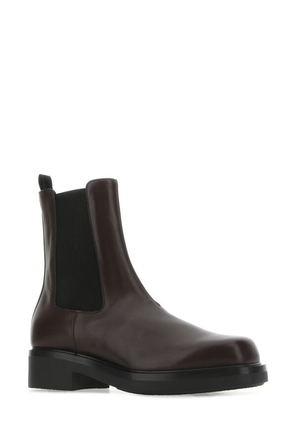 Prada Man Aubergine Leather Ankle Boots