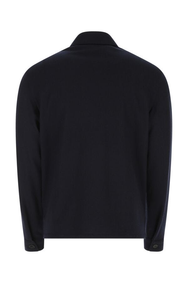 Prada Man Navy Blue Wool And Cashmere Shirt